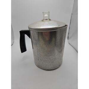 Vintage 9 Cup Aluminum Stove Top / Camping Coffee Perculator ( Glass Knob )
